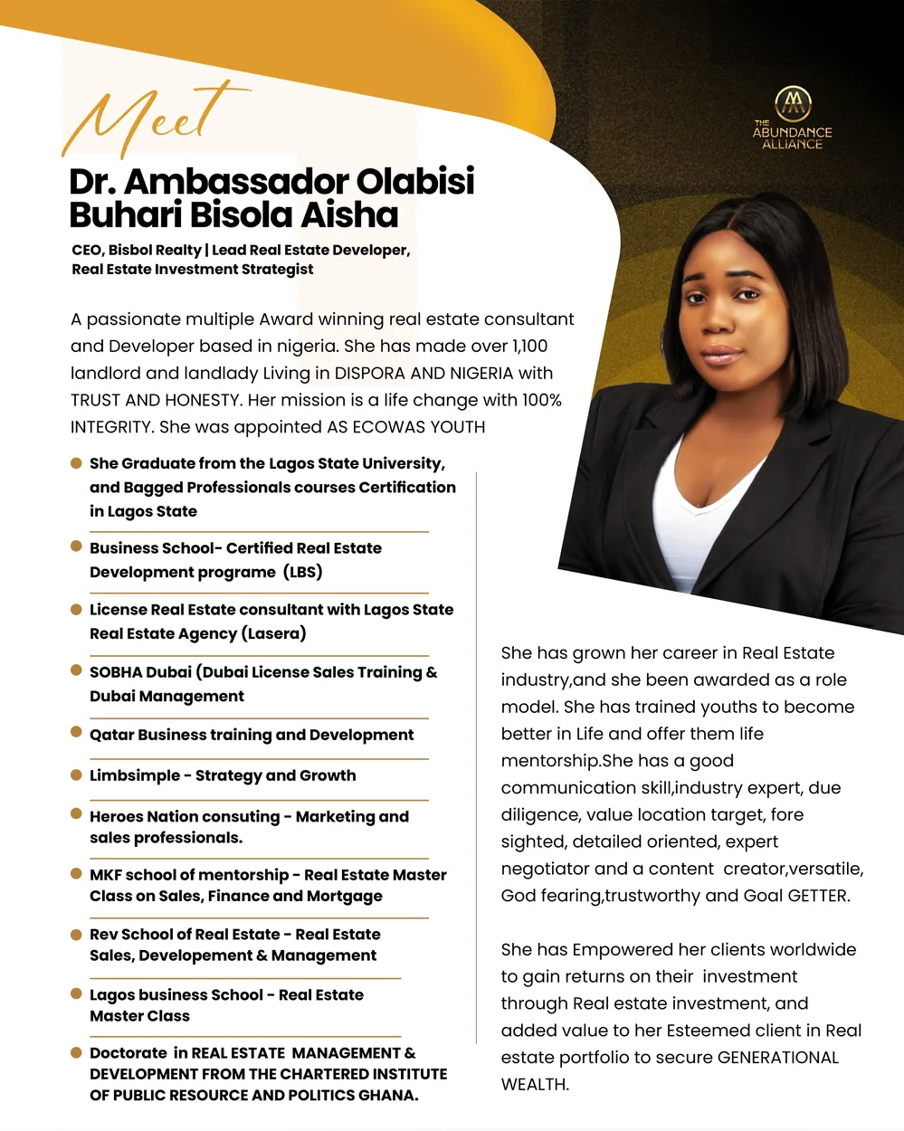 Dr. Ambassador Olabisi Buhari Bisola Aisha