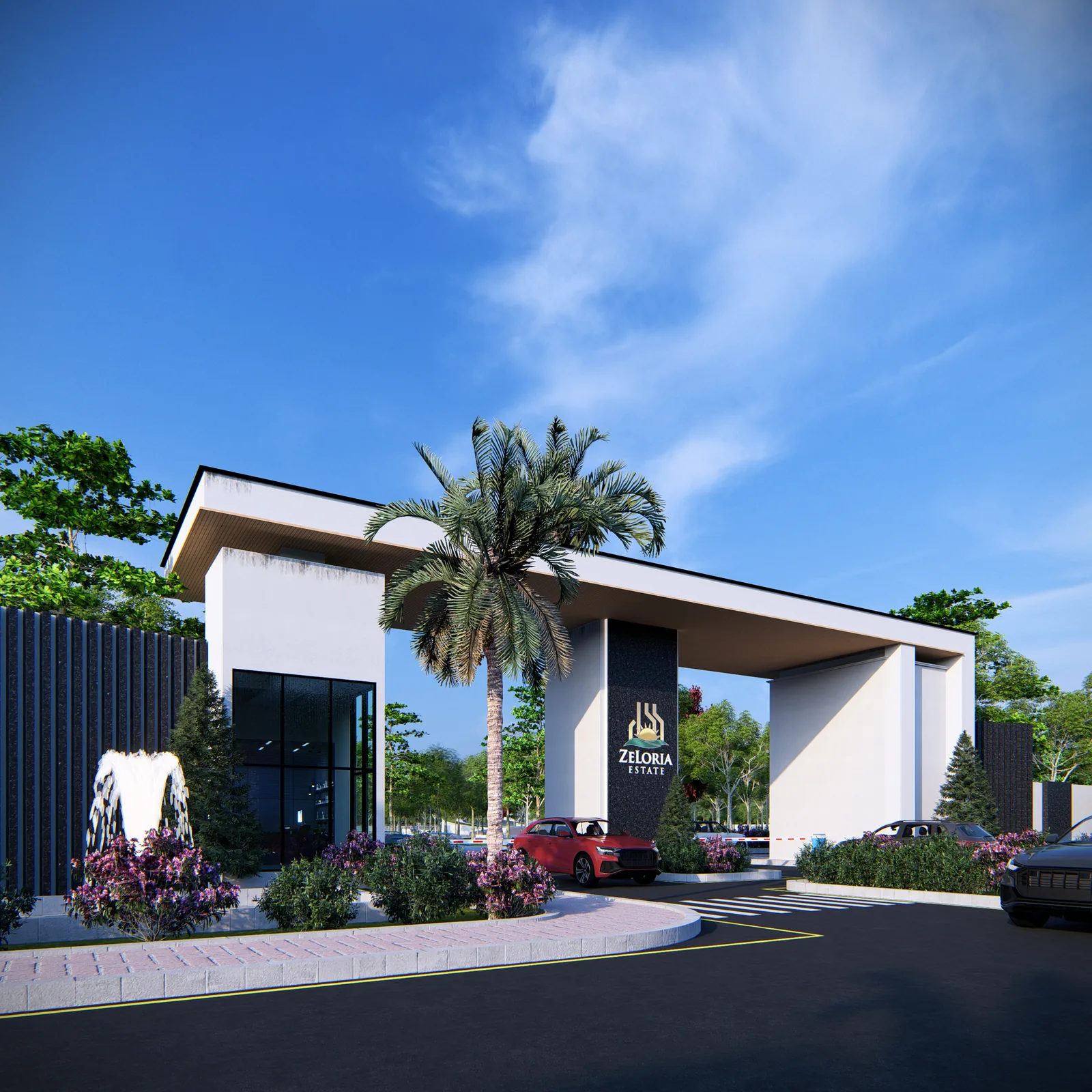 Zeloria Estate 3D gate render